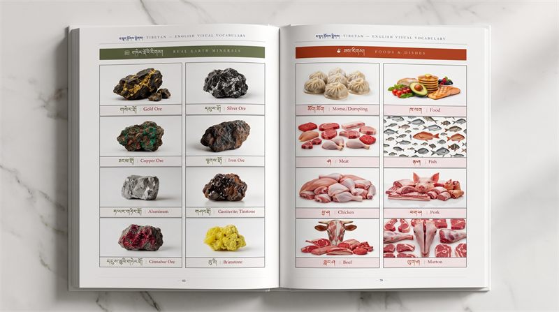 Tibetan–English Visual Dictionary — sample page 2 inside the book