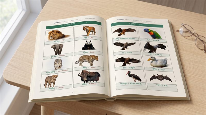 Tibetan–English Visual Dictionary — sample page 3 inside the book